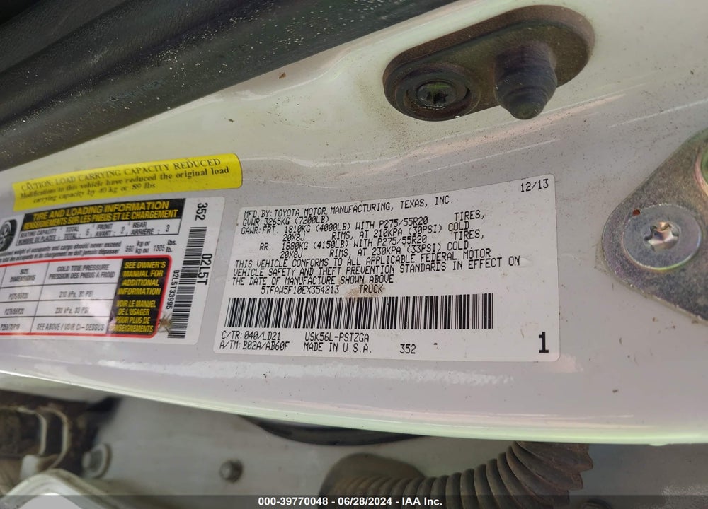 2014 TOYOTA TUNDRA 1794 5.7L V8 VIN: 5TFAW5F10EX354213