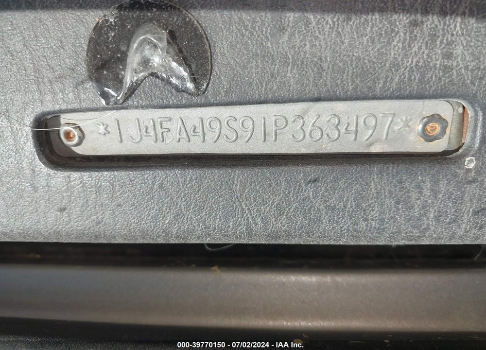 2001 JEEP WRANGLER SPORT VIN: 1J4FA49S91P363497