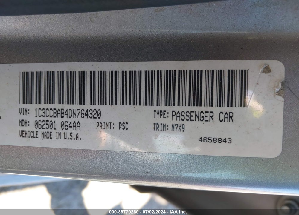 2013 CHRYSLER 200 LX VIN: 1C3CCBAB4DN764320