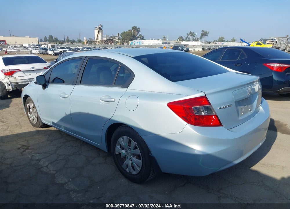 2012 HONDA CIVIC LX VIN: 2HGFB2F5XCH587666