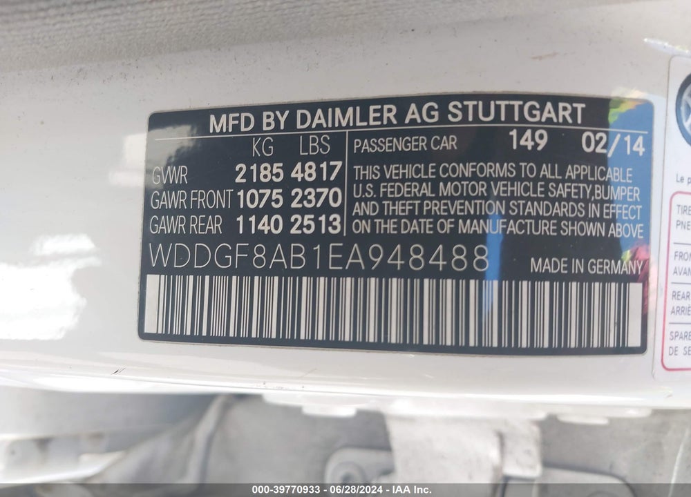 2014 MERCEDES-BENZ C 300 LUXURY 4MATIC/SPORT 4MATIC VIN: WDDGF8AB1EA948488