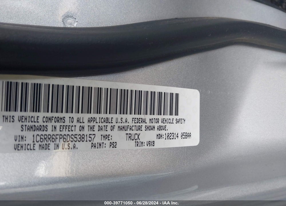 2013 RAM 1500 TRADESMAN VIN: 1C6RR6FP6DS538157