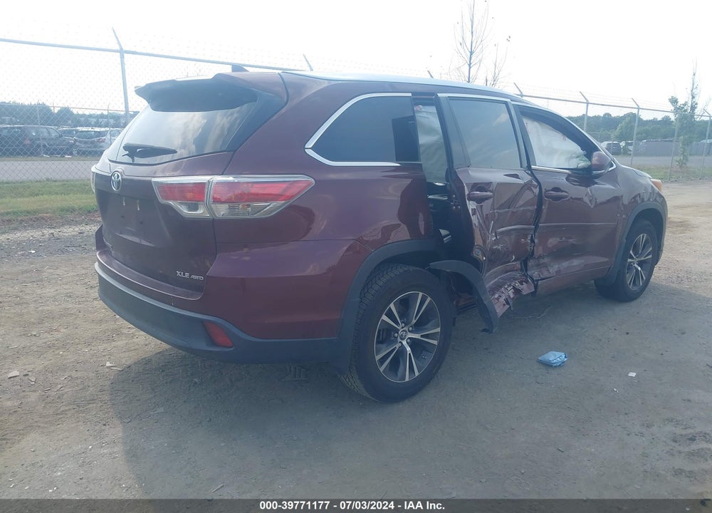 2016 TOYOTA HIGHLANDER XLE V6 VIN: 5TDJKRFH0GS331099