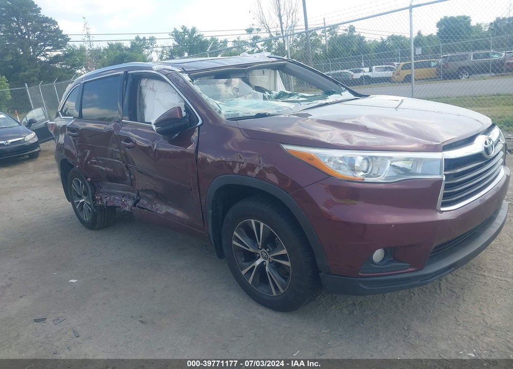 2016 TOYOTA HIGHLANDER XLE V6 VIN: 5TDJKRFH0GS331099
