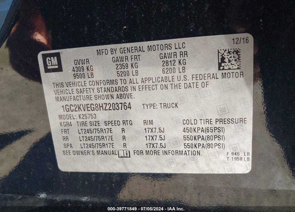 2017 CHEVROLET SILVERADO 2500HD LT VIN: 1GC2KVEG8HZ203764