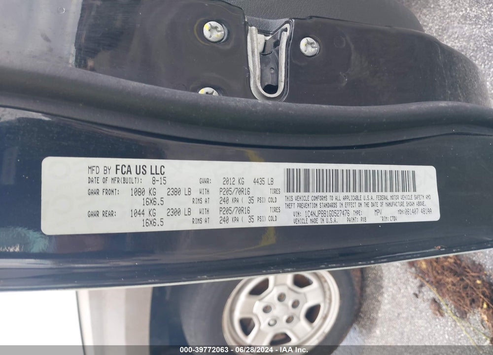 2016 JEEP PATRIOT SPORT VIN: 1C4NJPBB1GD527476
