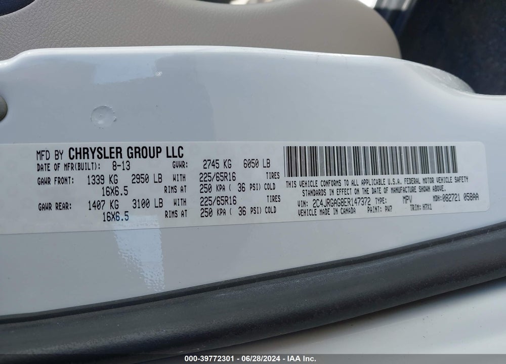 2014 RAM CARGO TRADESMAN VIN: 2C4JRGAG8ER147372