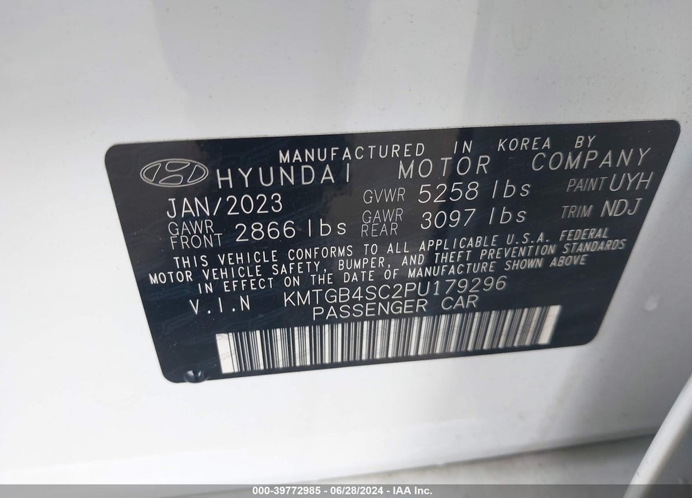 2023 GENESIS G80 2.5T AWD VIN: KMTGB4SC2PU179296