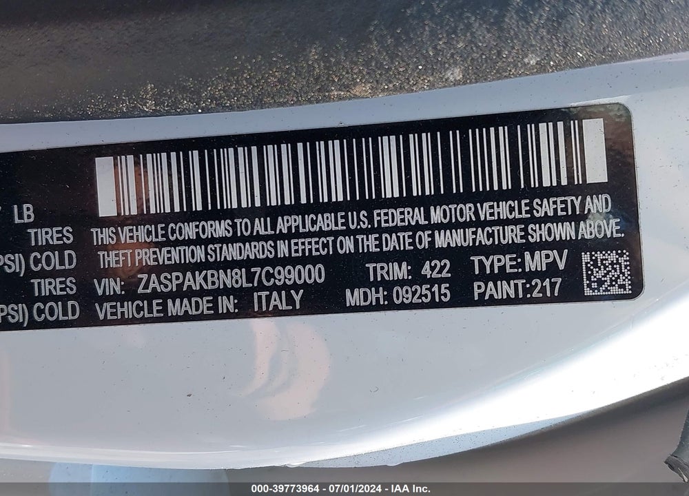 2020 ALFA ROMEO STELVIO TI SPORT AWD VIN: ZASPAKBN8L7C99000