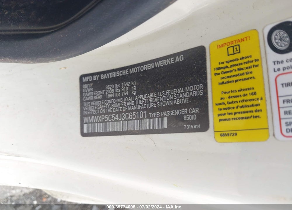 2018 MINI HARDTOP COOPER/OXFORD EDITION VIN: WMWXP5C54J3C65101