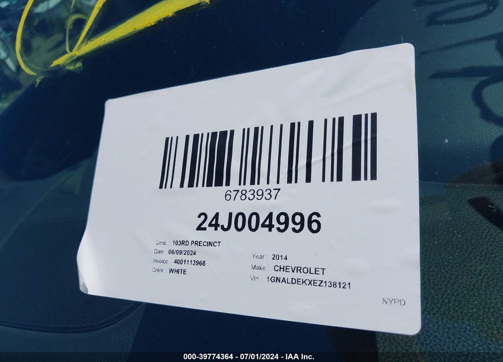 2014 CHEVROLET EQUINOX LTZ VIN: 1GNALDEKXEZ138121