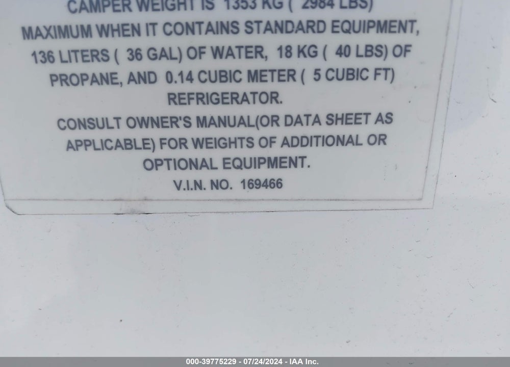 2013 LANCE CAMPER 1050S VIN: 169466