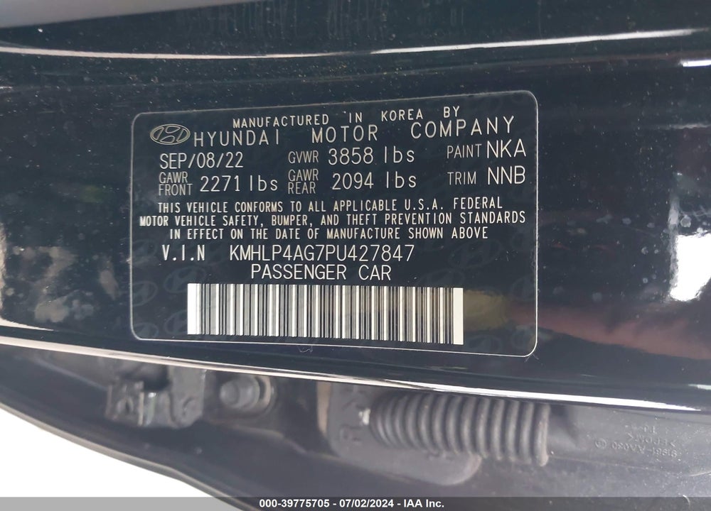2023 HYUNDAI ELANTRA LIMITED VIN: KMHLP4AG7PU427847