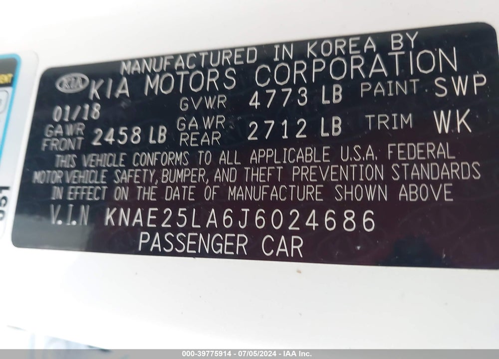 2018 KIA STINGER PREMIUM VIN: KNAE25LA6J6024686
