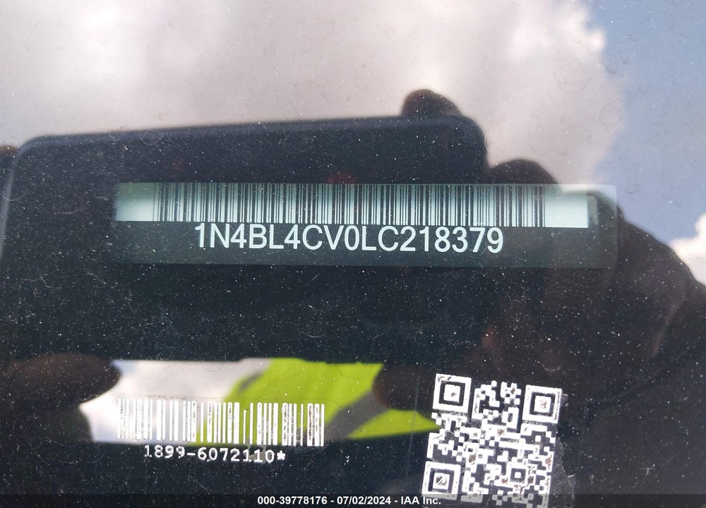 2020 NISSAN ALTIMA SR FWD VIN: 1N4BL4CV0LC218379