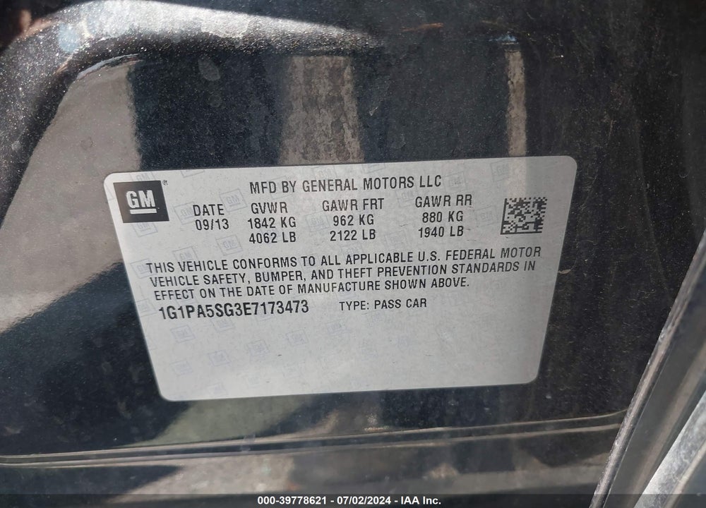 2014 CHEVROLET CRUZE LS AUTO VIN: 1G1PA5SG3E7173473