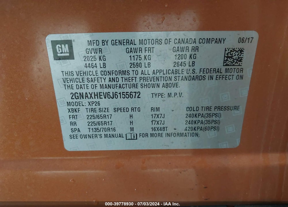 2018 CHEVROLET EQUINOX LS VIN: 2GNAXHEV6J6155672