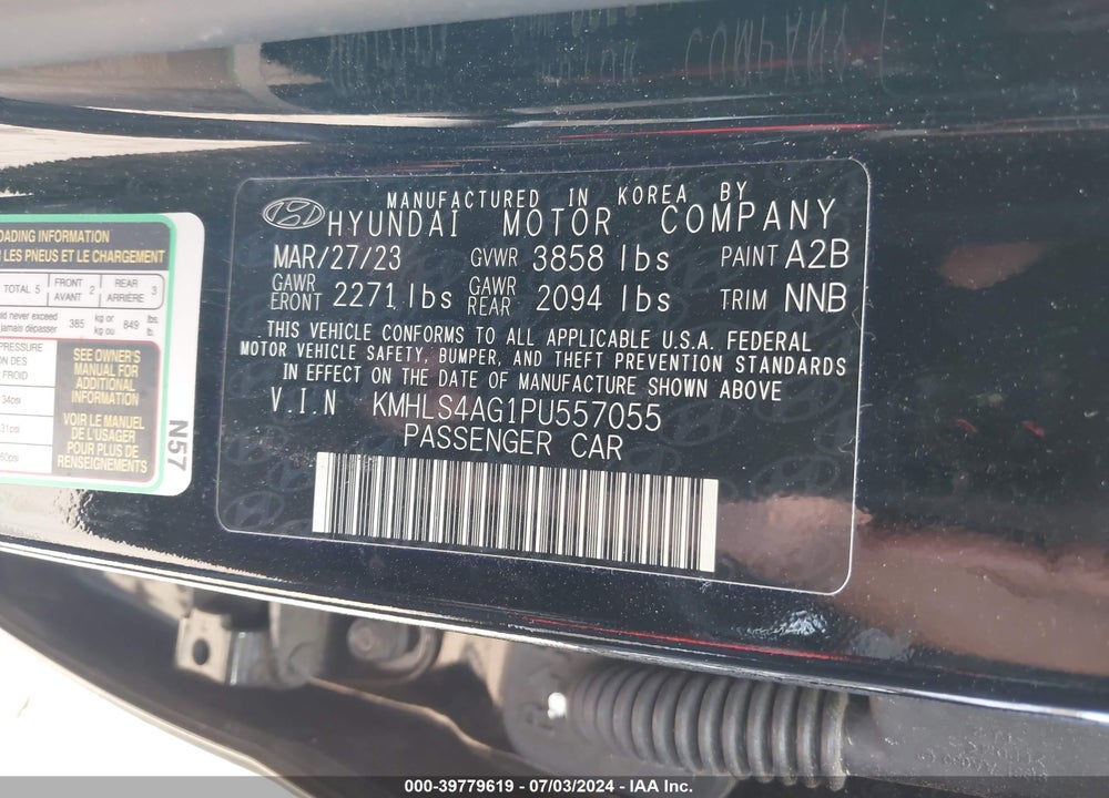2023 HYUNDAI ELANTRA SEL VIN: KMHLS4AG1PU557055