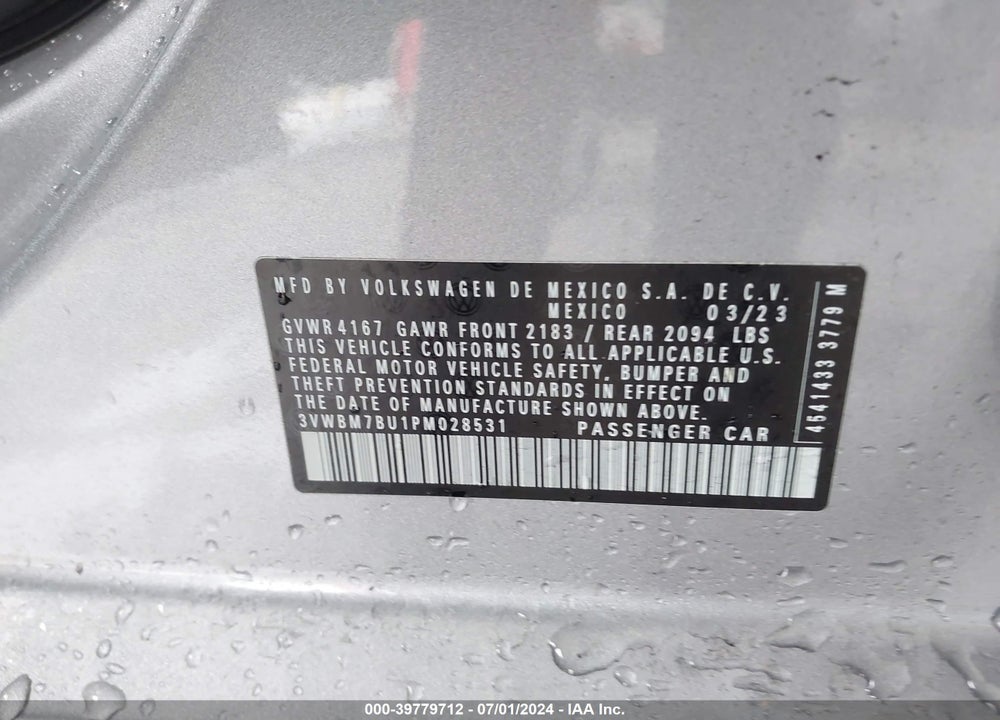 2023 VOLKSWAGEN JETTA 1.5T SPORT VIN: 3VWBM7BU1PM028531