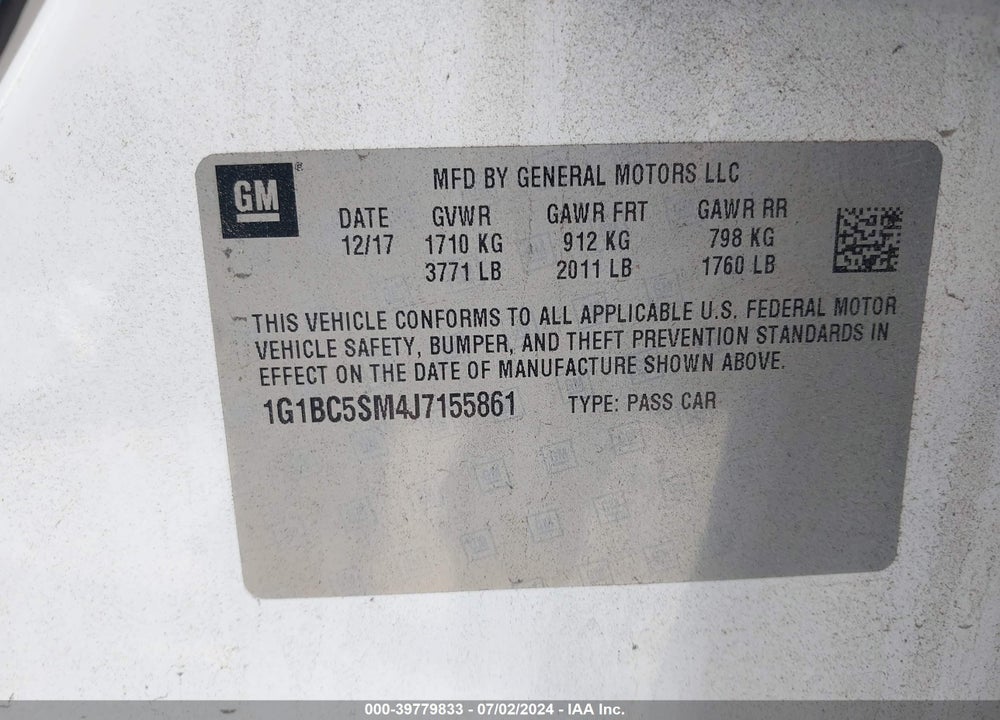 2018 CHEVROLET CRUZE LS AUTO VIN: 1G1BC5SM4J7155861