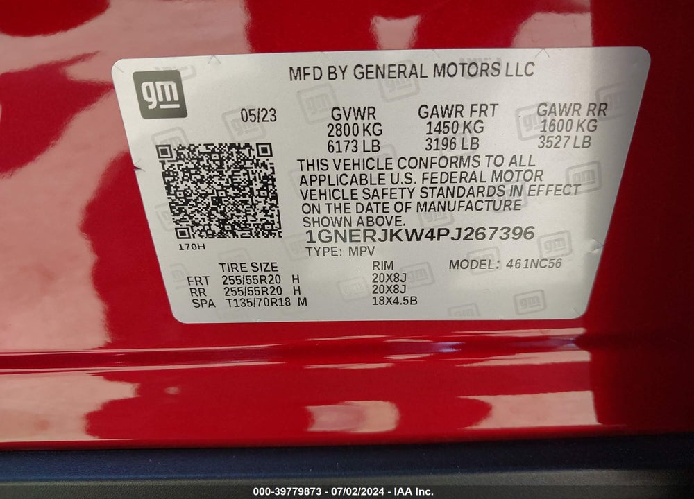 2023 CHEVROLET TRAVERSE FWD RS VIN: 1GNERJKW4PJ267396