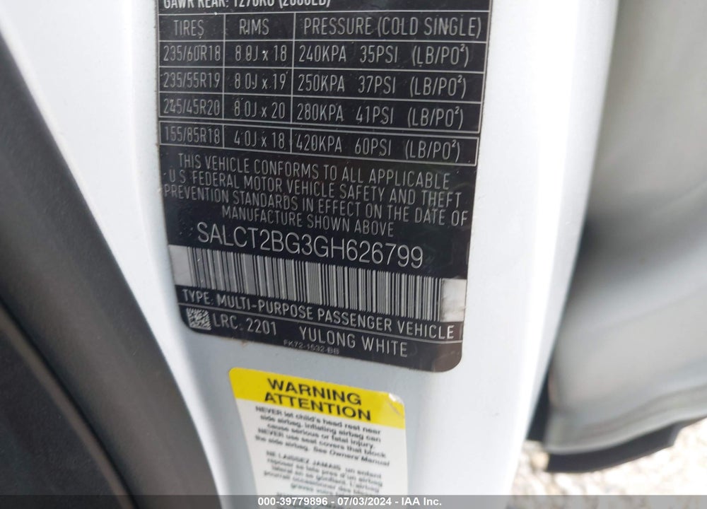 2016 LAND ROVER DISCOVERY SPORT HSE LUX VIN: SALCT2BG3GH626799
