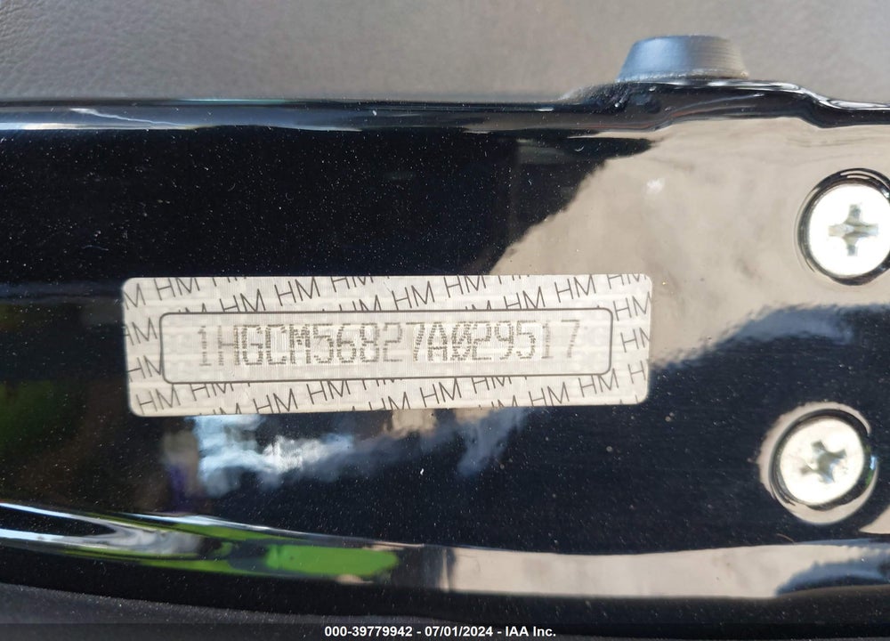 2007 HONDA ACCORD 2.4 EX VIN: 1HGCM56827A029517