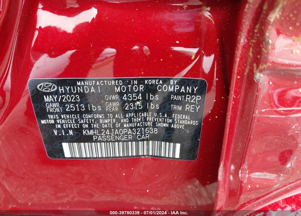 2023 HYUNDAI SONATA SE VIN: KMHL24JA0PA321638