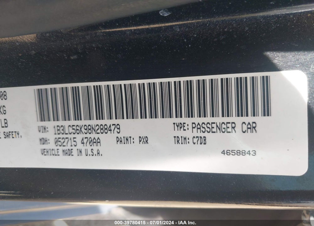 2008 DODGE AVENGER SXT VIN: 1B3LC56K98N288479