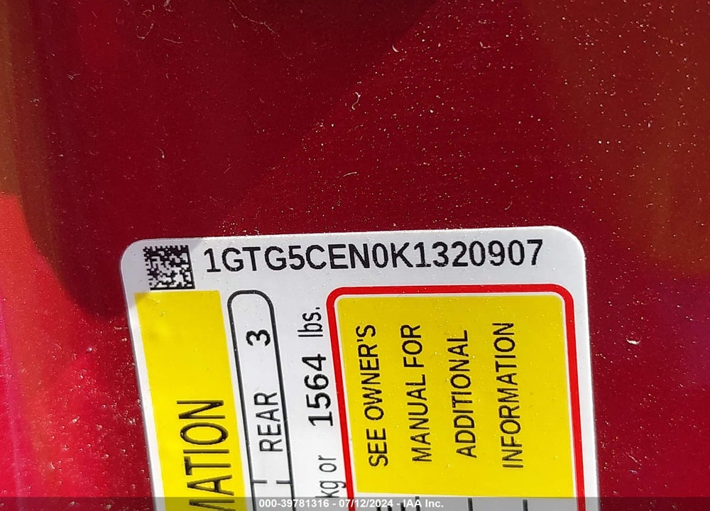 2019 GMC CANYON SLE VIN: 1GTG5CEN0K1320907