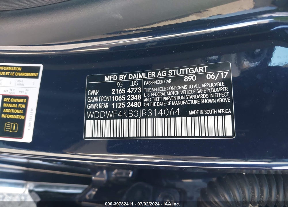 2018 MERCEDES-BENZ C 300 4MATIC VIN: WDDWF4KB3JR314064