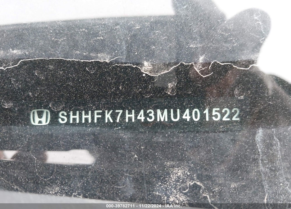 2021 HONDA CIVIC VIN: SHHFK7H43MU401522