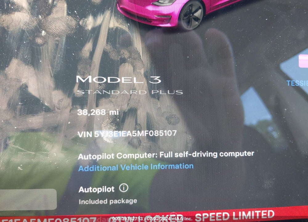 2021 TESLA MODEL 3 STANDARD RANGE PLUS REAR-WHEEL DRIVE VIN: 5YJ3E1EA5MF085107