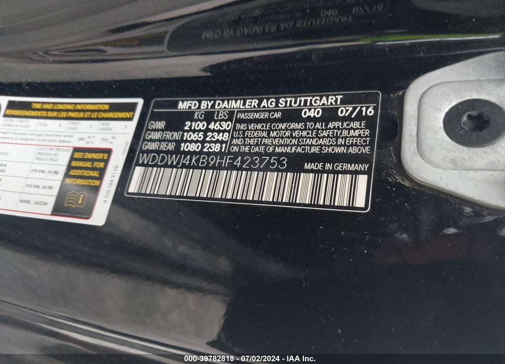 2017 MERCEDES-BENZ C 300 4MATIC VIN: WDDWJ4KB9HF423753