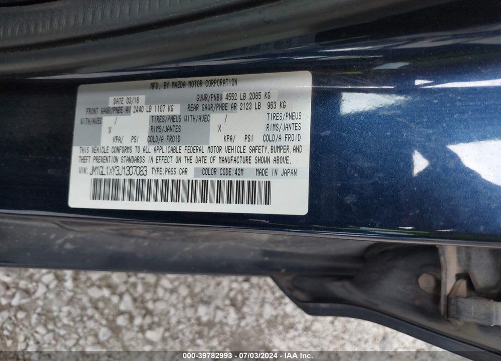 2018 MAZDA 6 SIGNATURE VIN: JM1GL1XY3J1307083