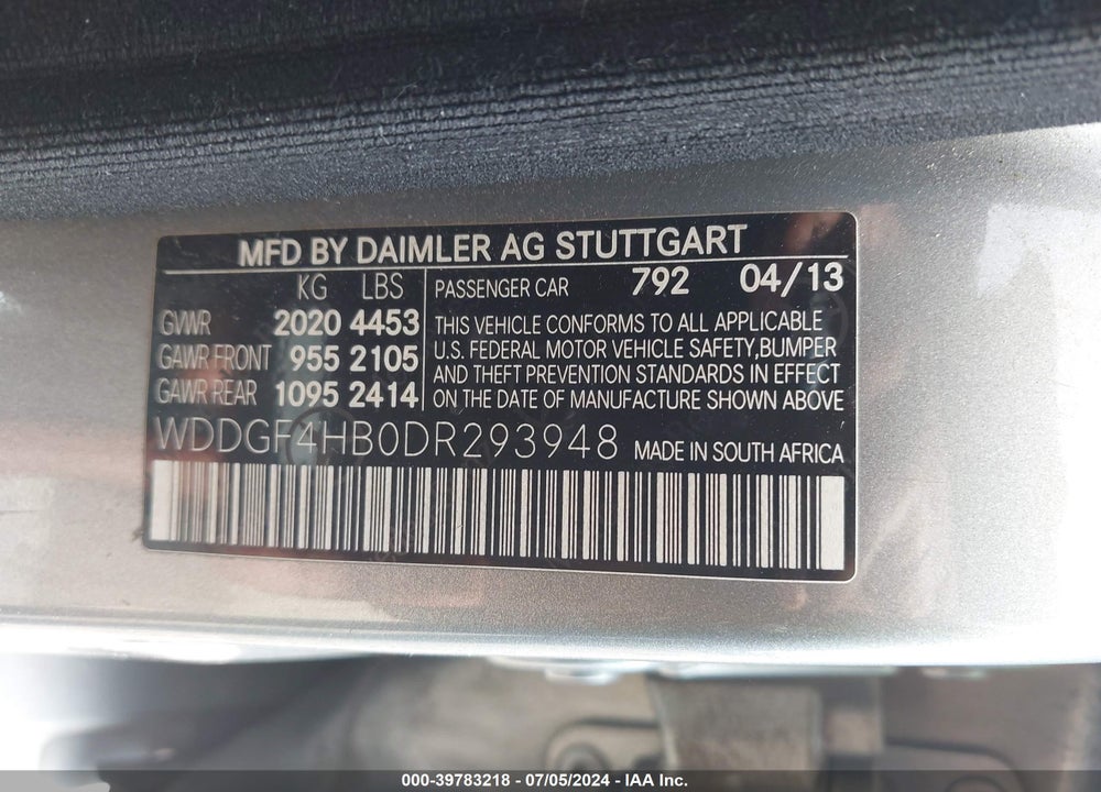 2013 MERCEDES-BENZ C 250 LUXURY/SPORT VIN: WDDGF4HB0DR293948