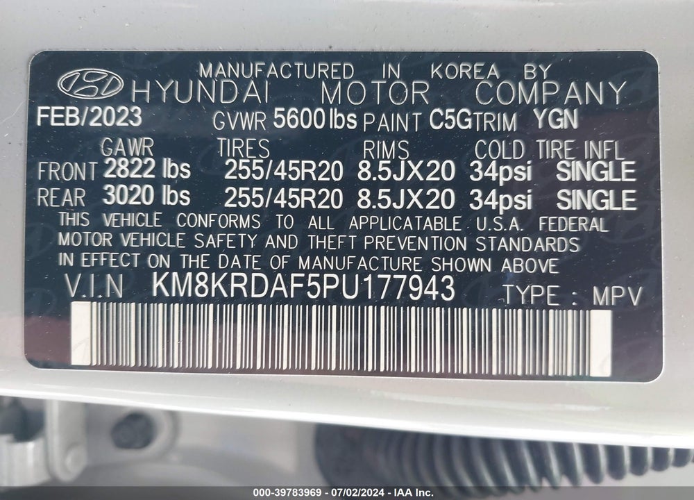 2023 HYUNDAI IONIQ 5 LIMITED VIN: KM8KRDAF5PU177943