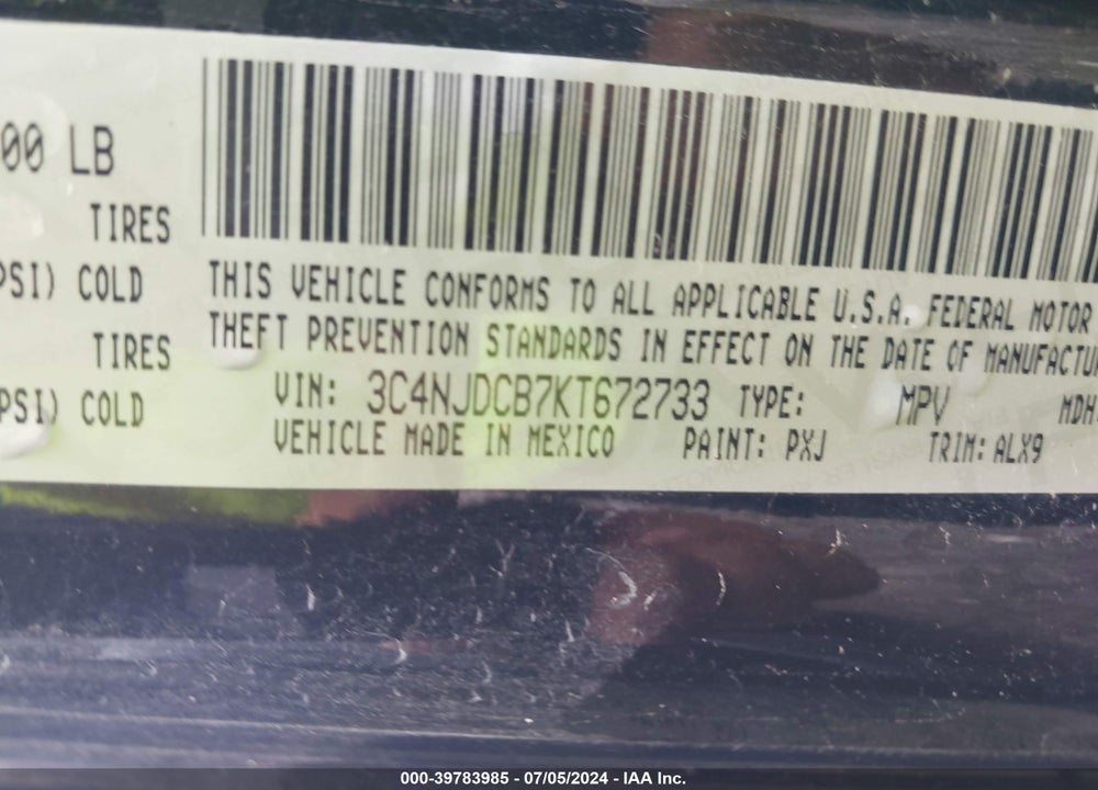 2019 JEEP COMPASS LIMITED 4X4 VIN: 3C4NJDCB7KT672733