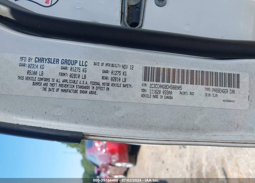 2013 CHRYSLER 300 MOTOWN VIN: 2C3CCAAG8DH588905