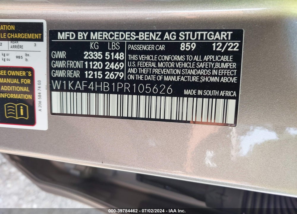 2023 MERCEDES-BENZ C 300 4MATIC VIN: W1KAF4HB1PR105626