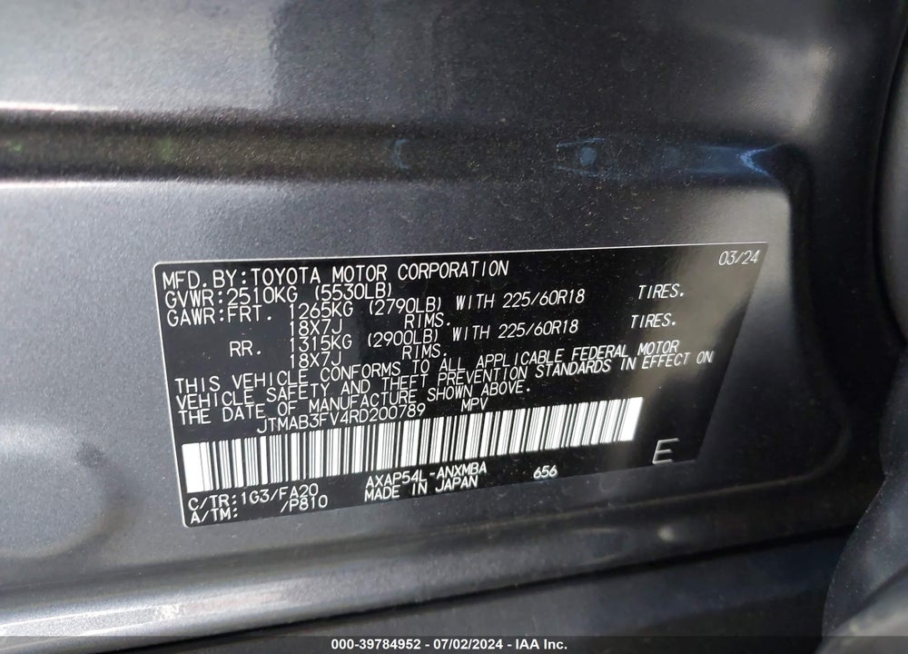 2024 TOYOTA RAV4 PRIME SE VIN: JTMAB3FV4RD200789