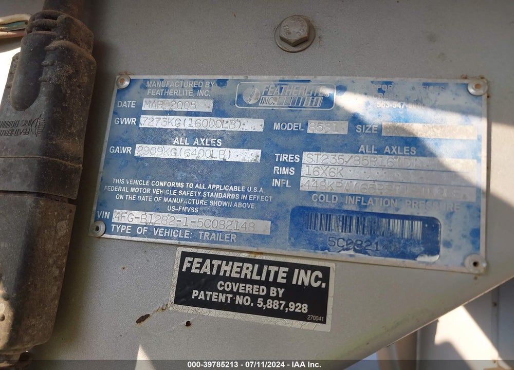 2005 FEATHERLITE --- VIN: 4FGB128215C082148