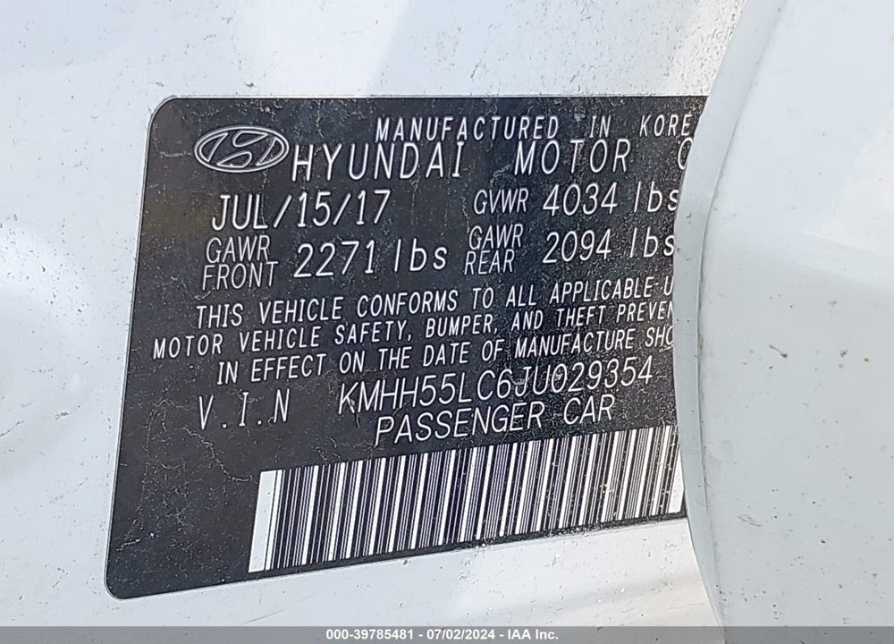 2018 HYUNDAI ELANTRA GT SPORT VIN: KMHH55LC6JU029354