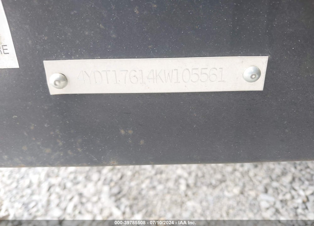 2019 KEYSTONE COACH KEYSTONE VIN: 4YDT17614KW105561
