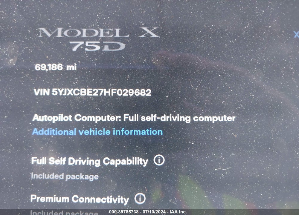 2017 TESLA MODEL X 100D/75D/90D VIN: 5YJXCBE27HF029682