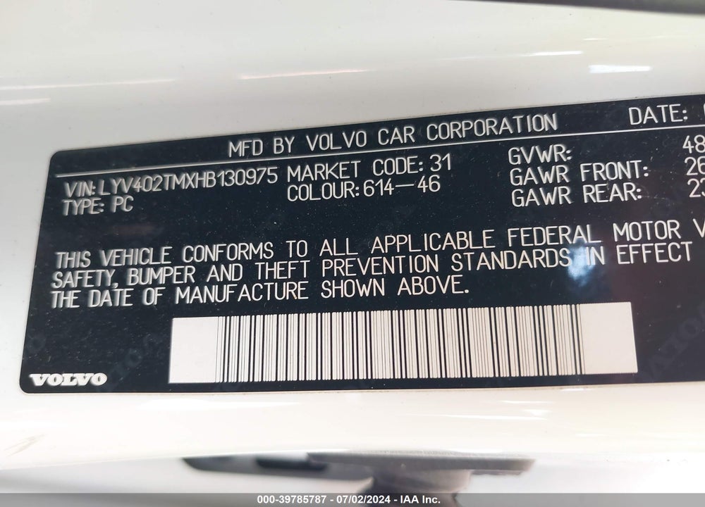 2017 VOLVO S60 INSCRIPTION T5 PLATINUM VIN: LYV402TMXHB130975