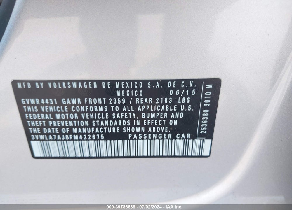 2015 VOLKSWAGEN JETTA 2.0L TDI SE VIN: 3VWLA7AJ8FM422675