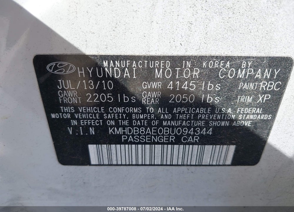 2011 HYUNDAI ELANTRA TOURING GLS VIN: KMHDB8AE0BU094344