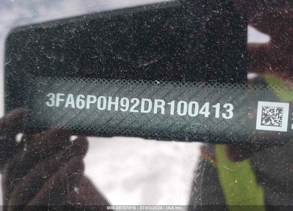 2013 FORD FUSION SE VIN: 3FA6P0H92DR100413