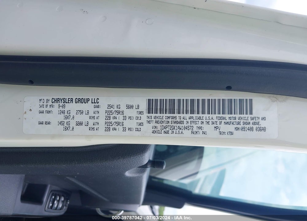 2010 DODGE NITRO SE VIN: 1D4PT2GK1AW104572